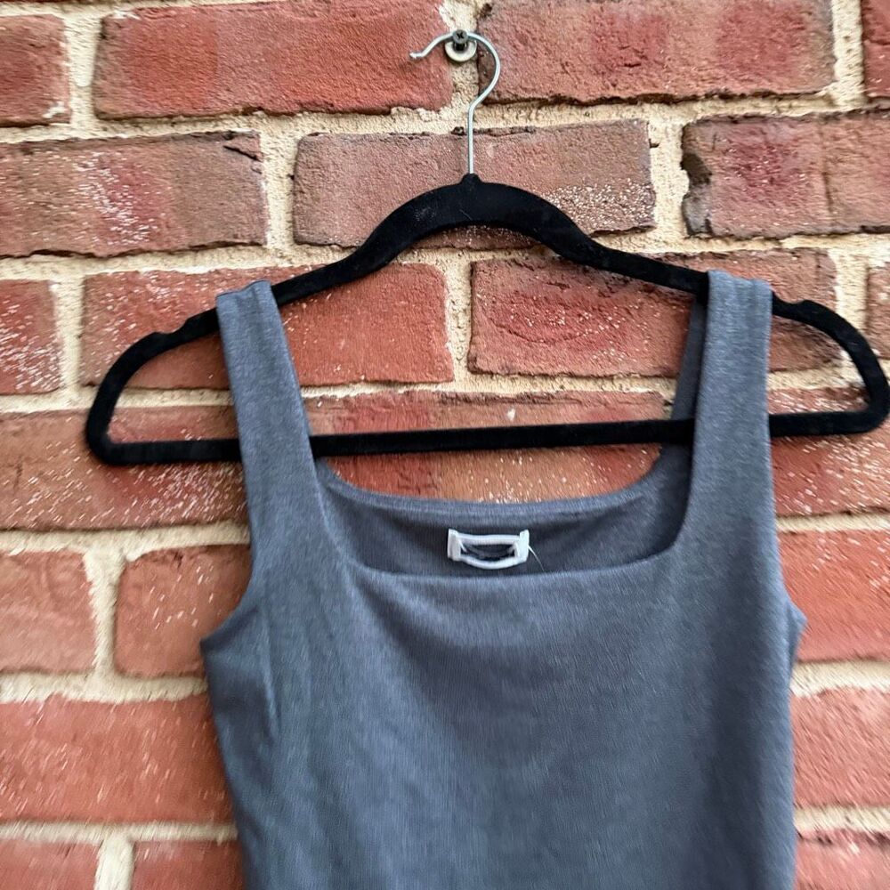 Aritzia Original Contour Pursue Square neck Bodysuit Heather Charcoal S NEW - Picture 6 of 12